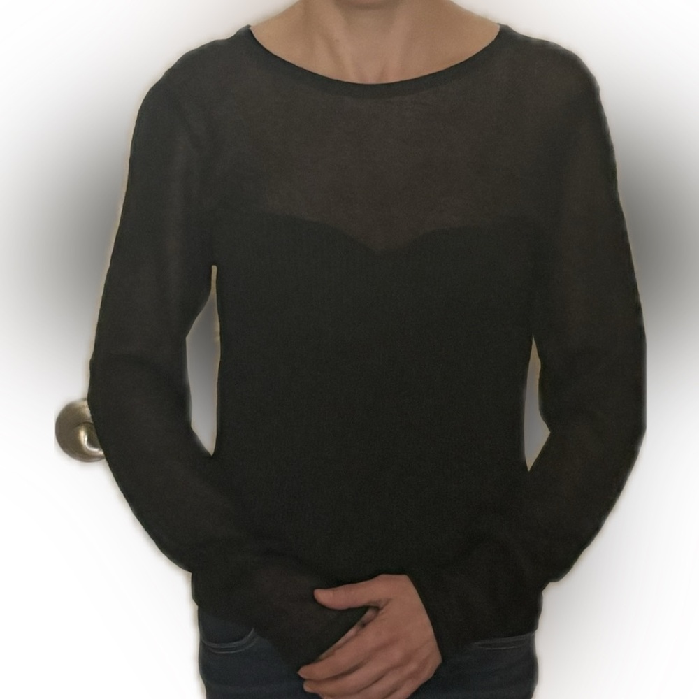 Anthropologie black mid sweat sweater ribbed small $98 new NWT